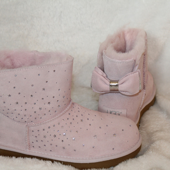 UGG MINI BOW II SPARKLE BOOTS‎ NEW! PINK - Picture 7 of 8